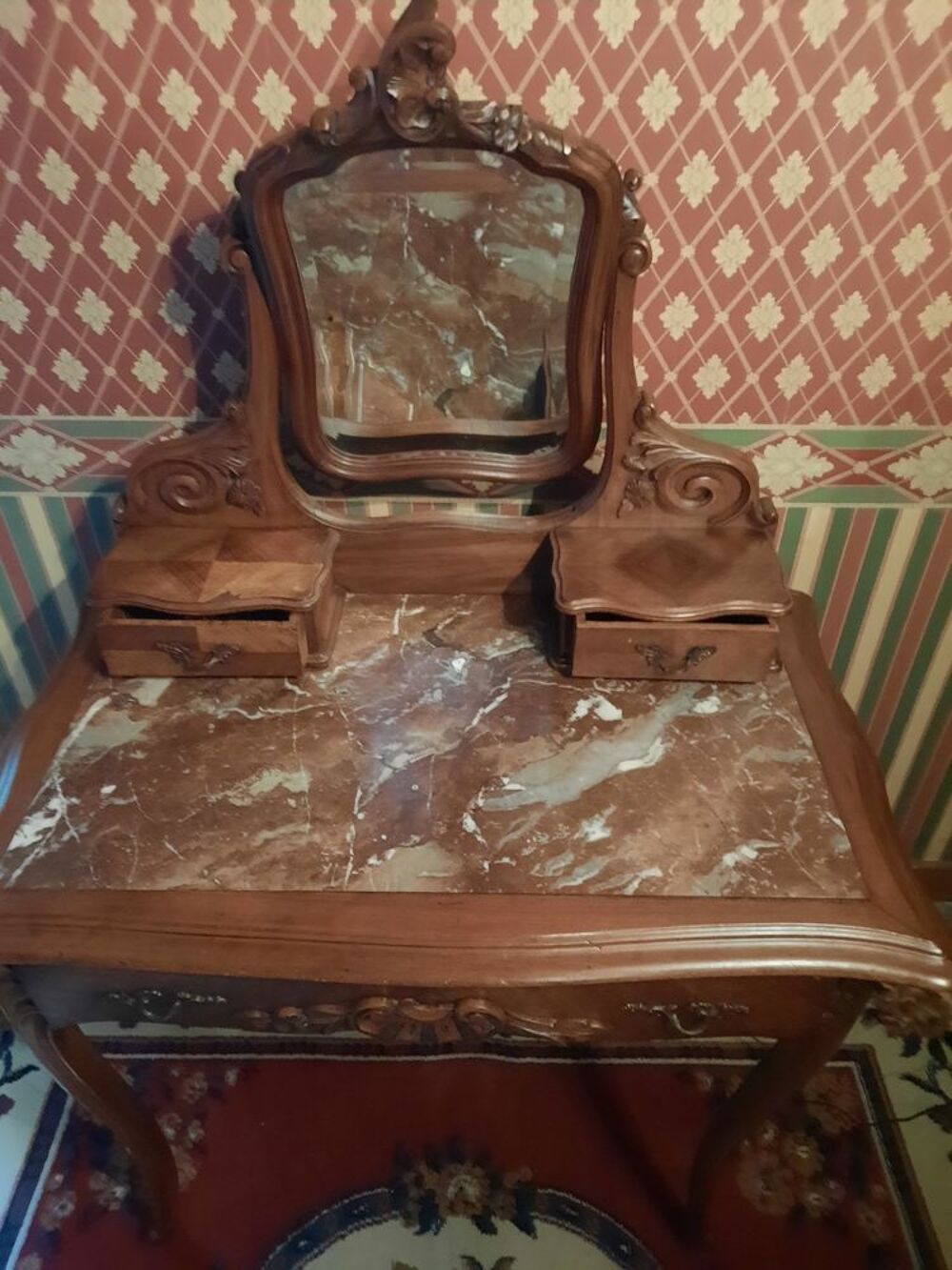 Coiffeuse en Noyer Louis XV &eacute;poque19&egrave;me Meubles