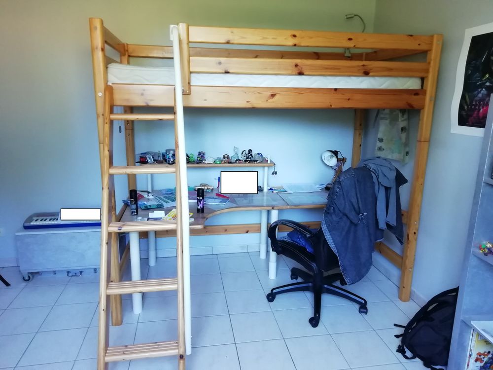lit Flexa 2 m&egrave;tres mezzanine + bureau en bois Meubles