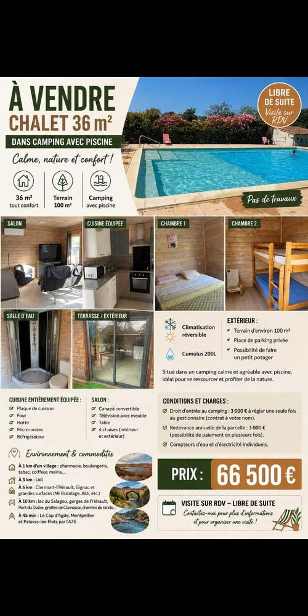 Maison 3 pièces 36 m² · à Saint-André-de-Sangonis · 36 m² · 66 500 €