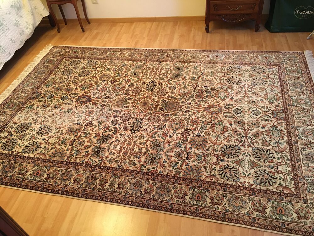 TAPIS D'ORIENT PURE SOIE origine CACHEMIRE Décoration