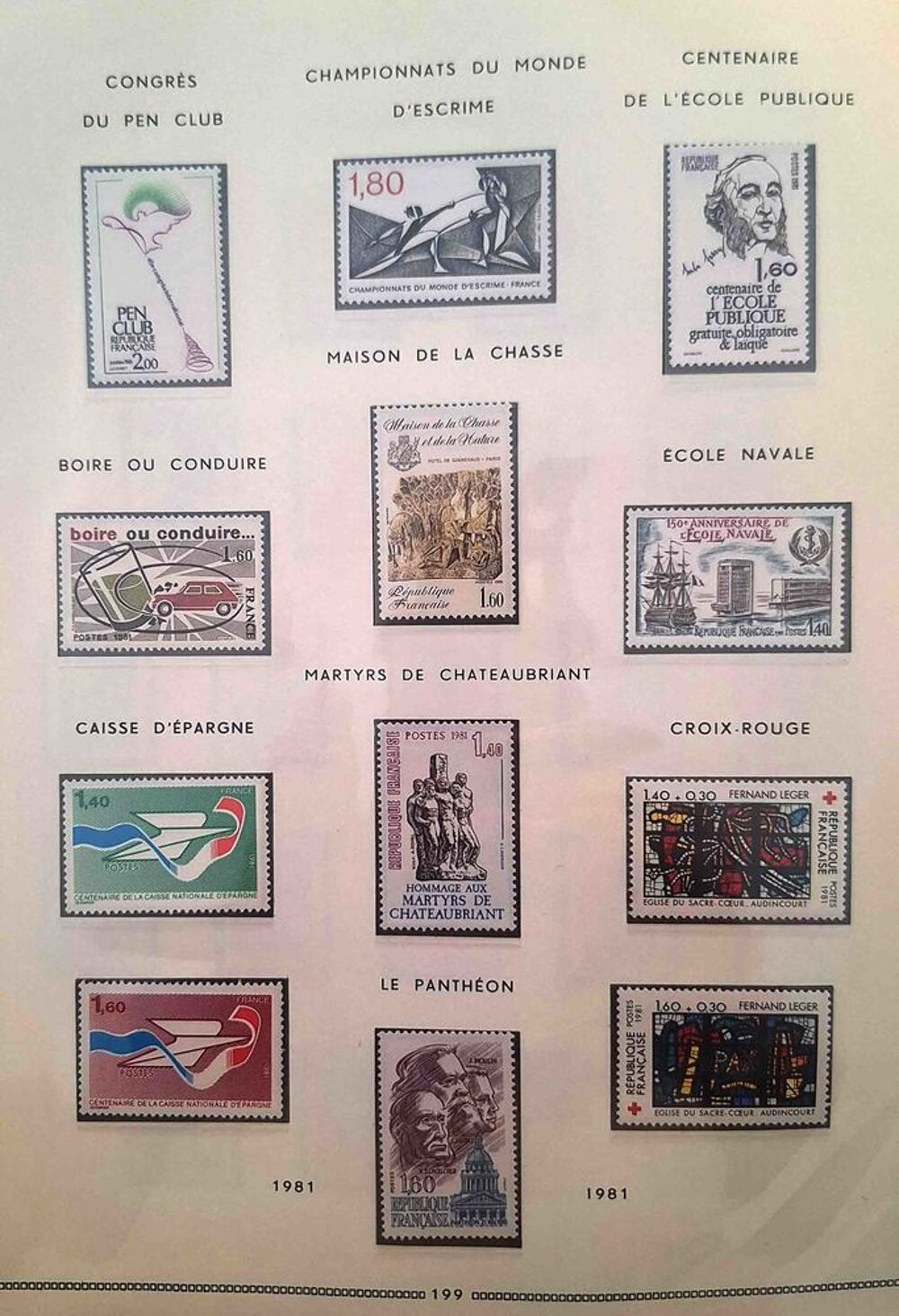 S&eacute;rie de timbres de collection de France F4 