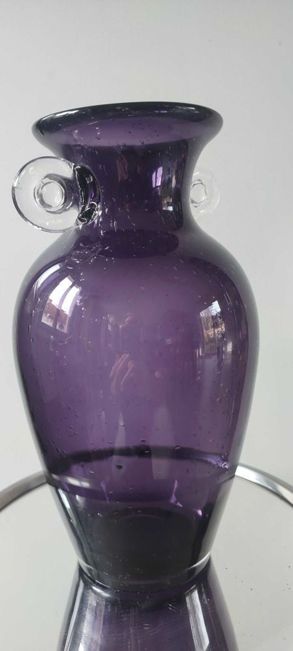 Vase italien vintage en verre d'art souffl&eacute; 