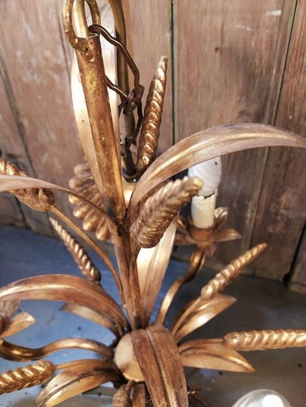Ancien Lustre &Eacute;pis de Bl&eacute; Dor&eacute;. Dcoration