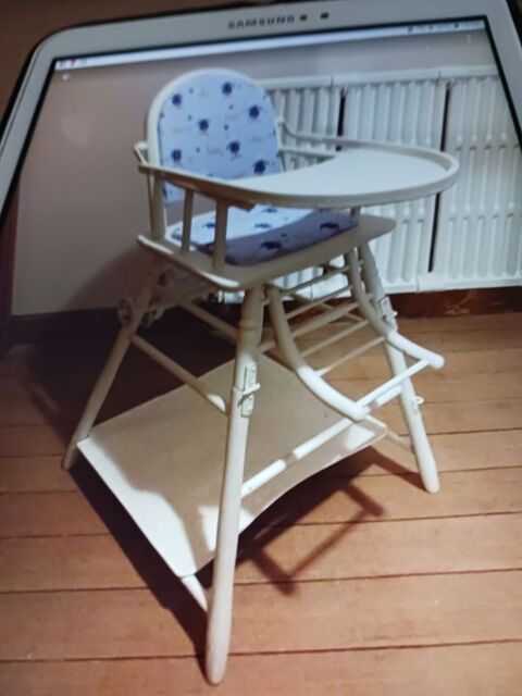 Chaise haute vintage des annes 1950 relooke  blanche 12 Barzy-sur-Marne (02)