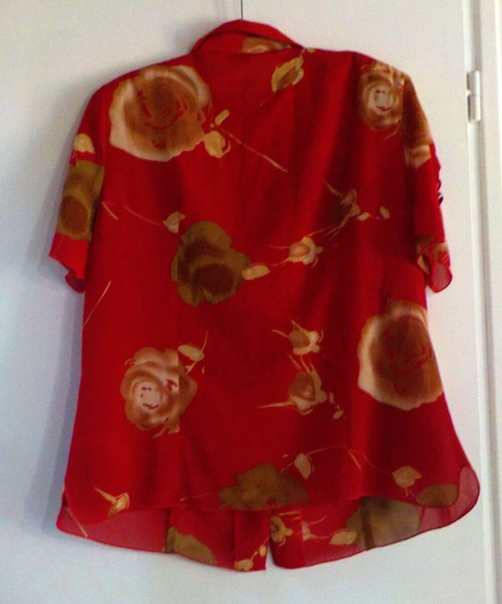 ENSEMBLE CHEMISIER + DEBARDEUR ALEXA'S TAILLE 5 FOND ROUGE Vêtements