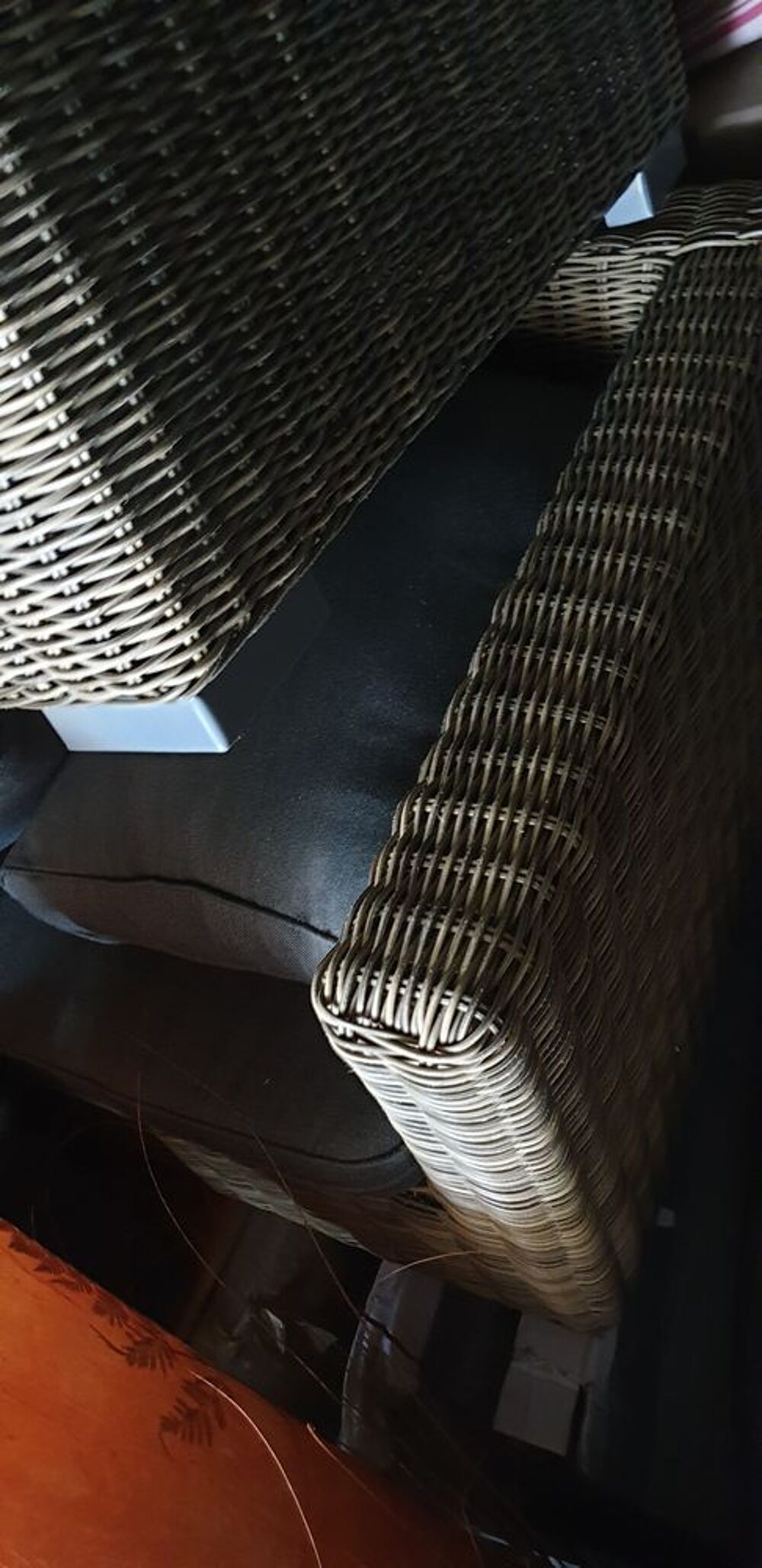 Fauteuil de jardin en r&eacute;sine tress&eacute;e et tissu coton Jardin