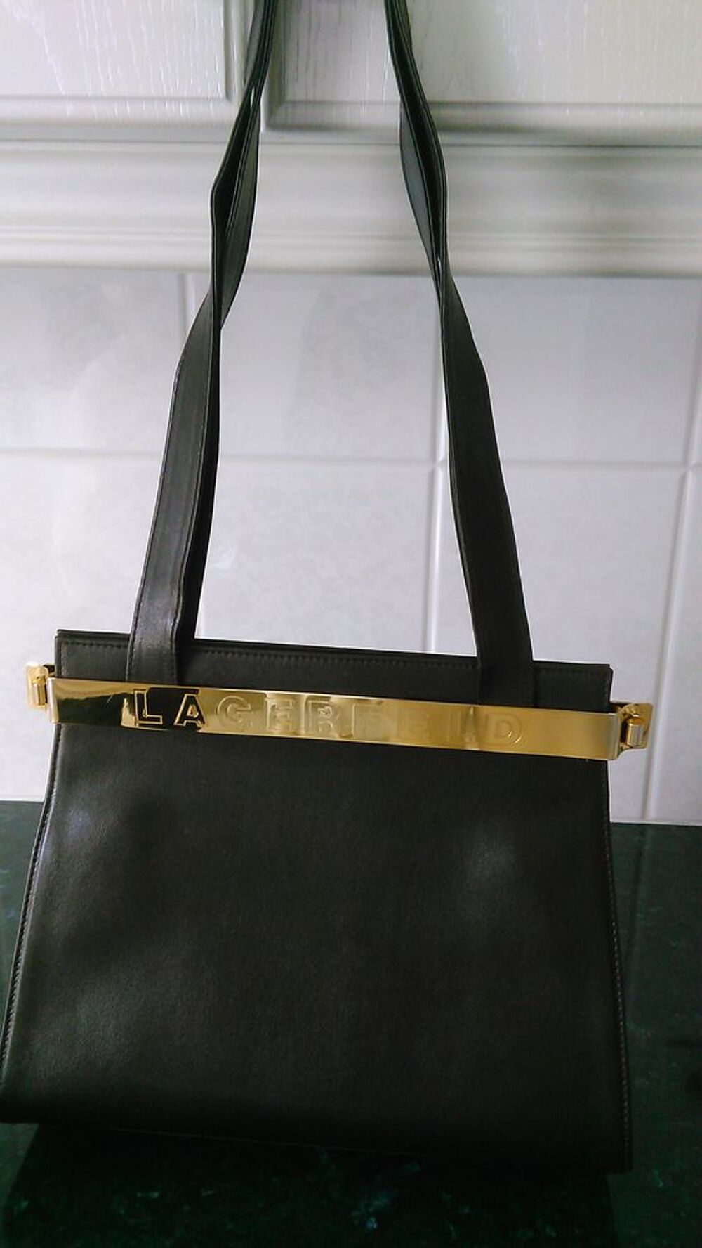 Sac en cuir marron Karl Lagerfeld (original) Vintage Maroquinerie