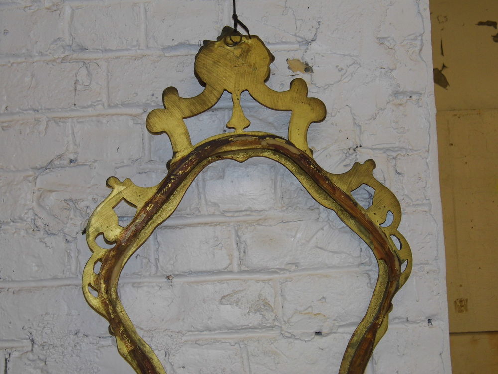 Ancien grand cadre de miroir baroque 75 x 46 cm glace vintage Décoration