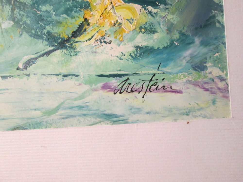 Peinture bouquet de fleurs sign&eacute;e Arestein 