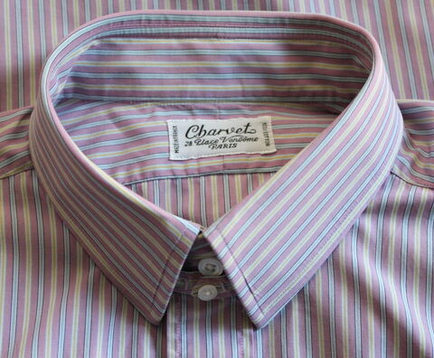 Chemise rayée CHARVET T.40 
coton rayé rose bleu et beige 100 Issy-les-Moulineaux (92)