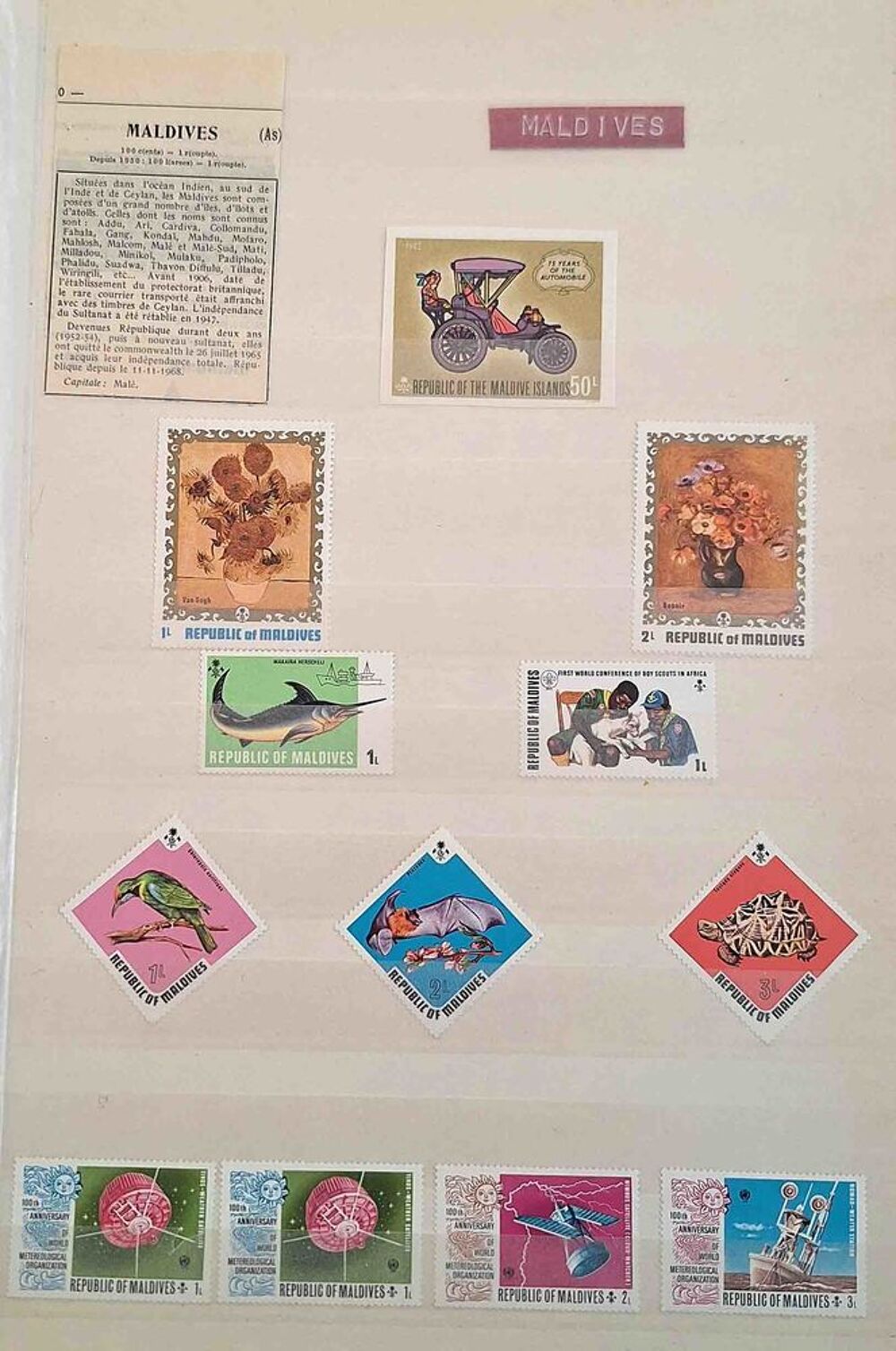 S&eacute;rie de timbres de collection des Maldives 