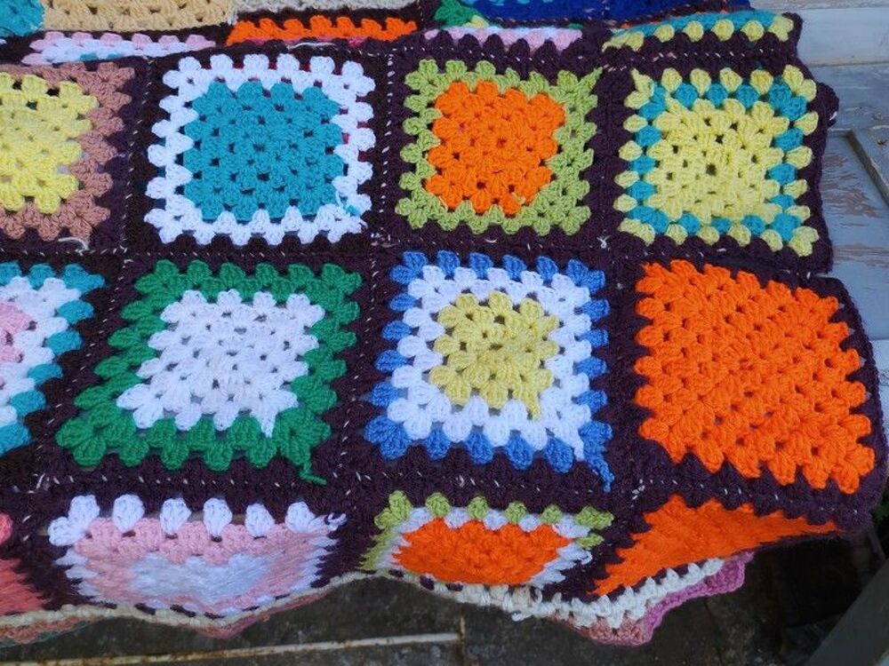 Plaid Patchwork Crochet Laine Boh&egrave;me Vintage 
Décoration