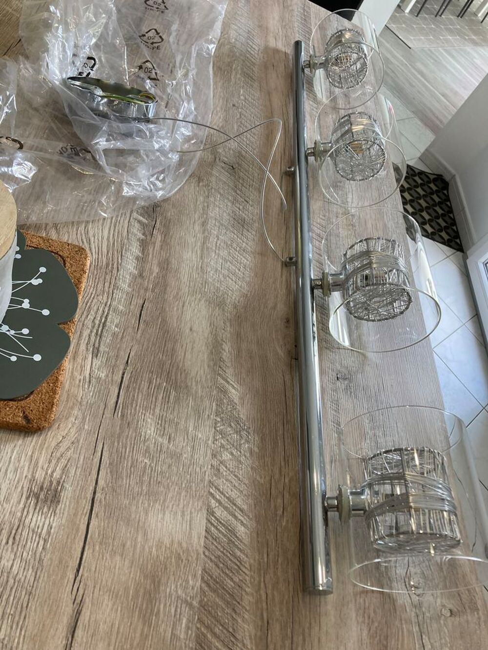 Lustre verre et m&eacute;tal Décoration