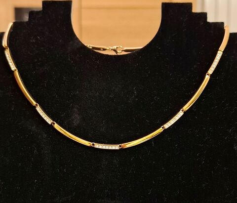 Collier ras-de-cou articulé 40 cm plaqué or et zircons 45 Balaruc-le-Vieux (34)