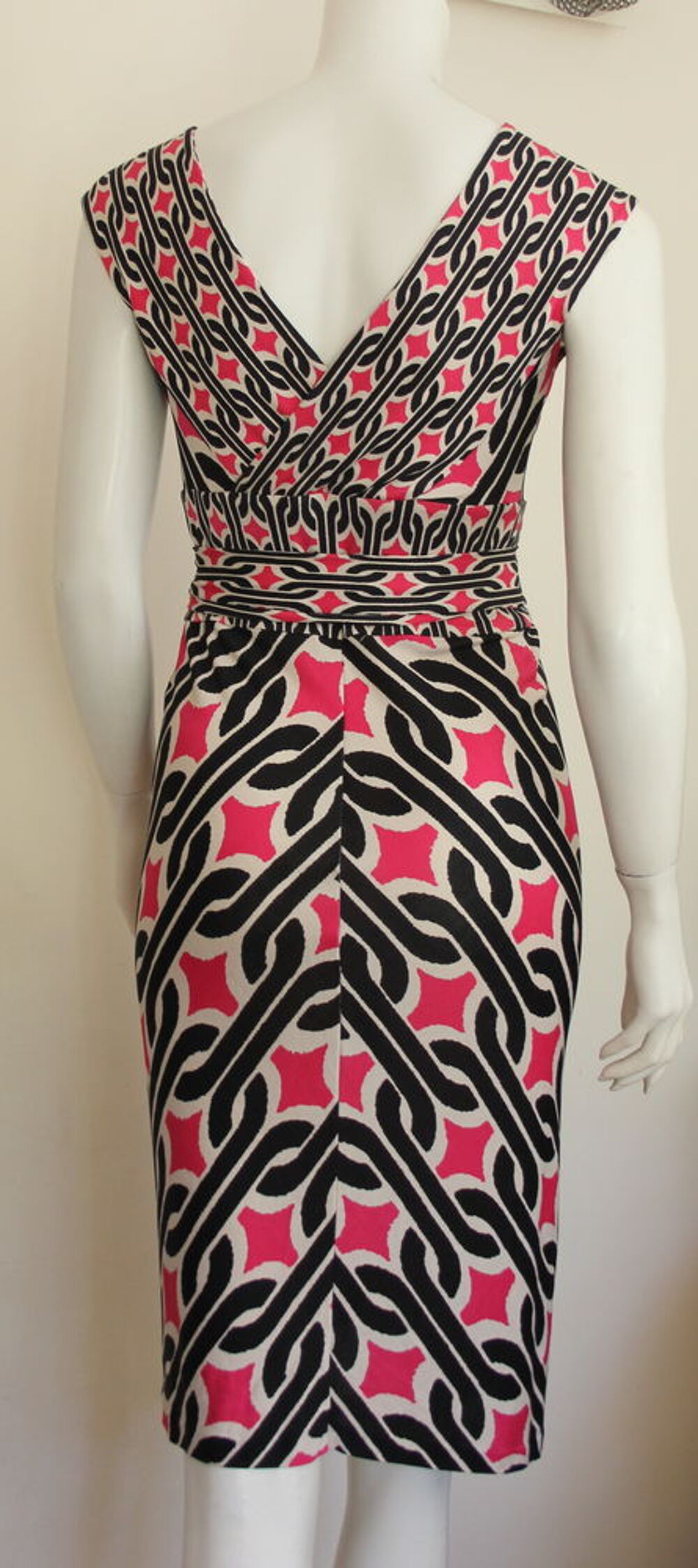 Robe soie portefeuille rose &amp; noir DIANE VON FURSTENBERG Vêtements