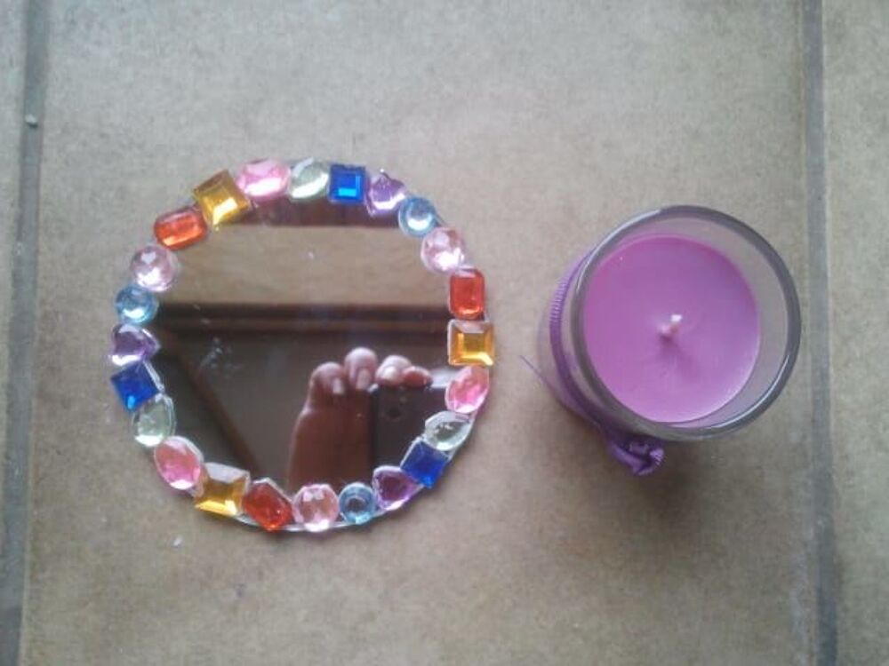 Dessous de Bougie Rond en Miroir &amp; Bougie Parfum&eacute;e Décoration