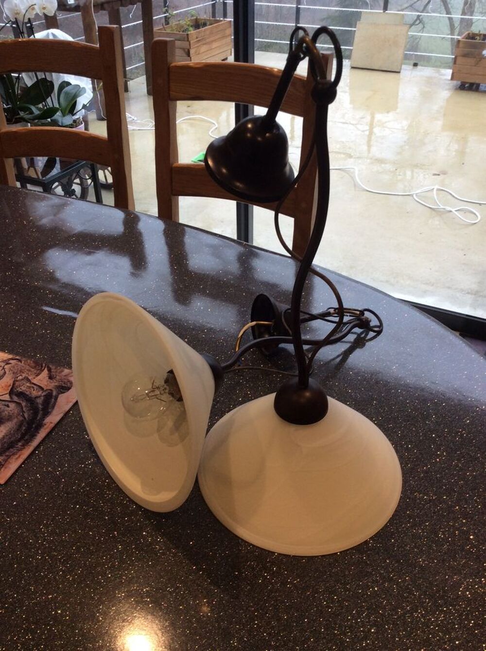 lampes abat jour verre brosse lot de 2 Décoration