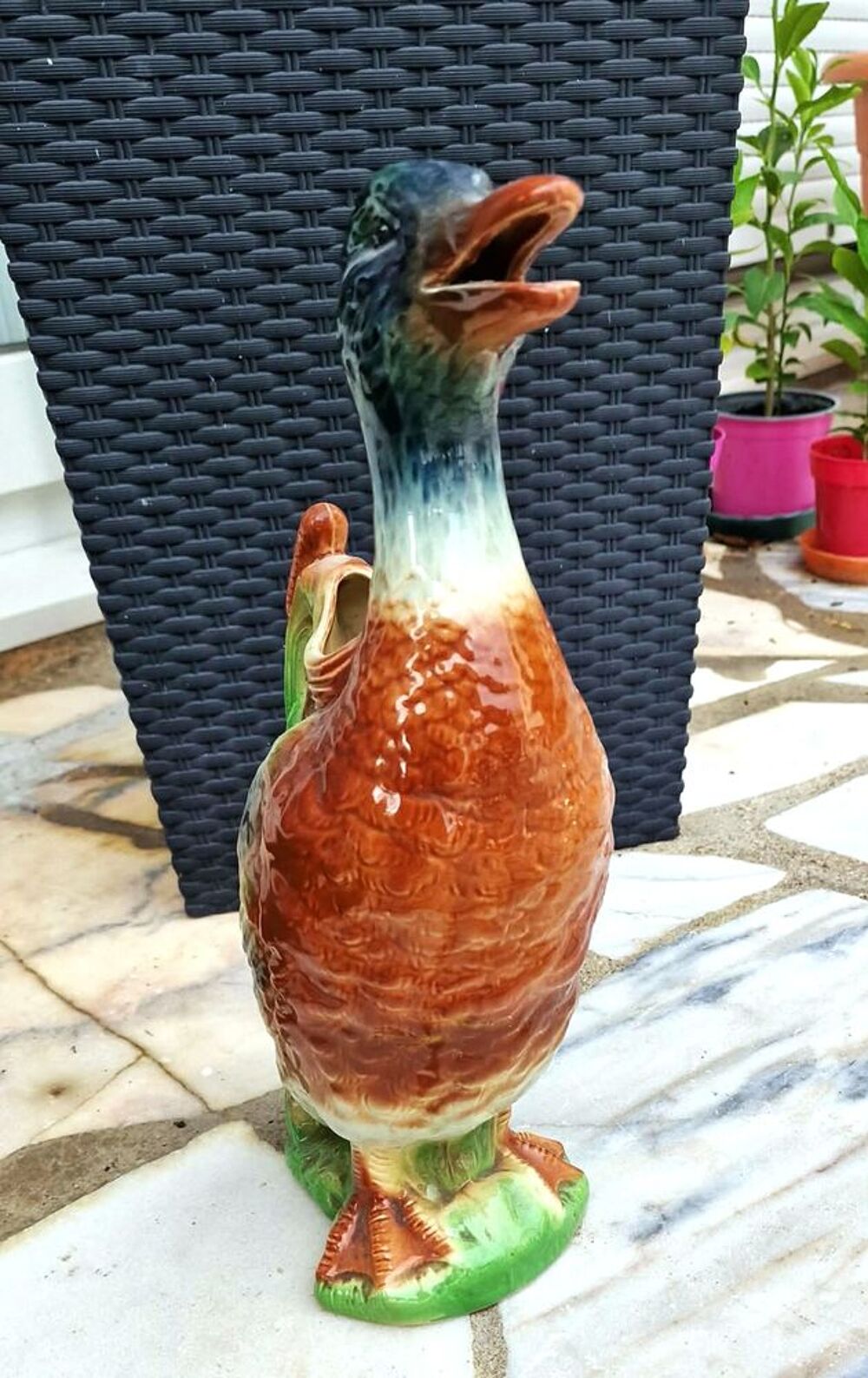 Authentique vase pichet canard St Cl&eacute;ment num&eacute;rot&eacute; 