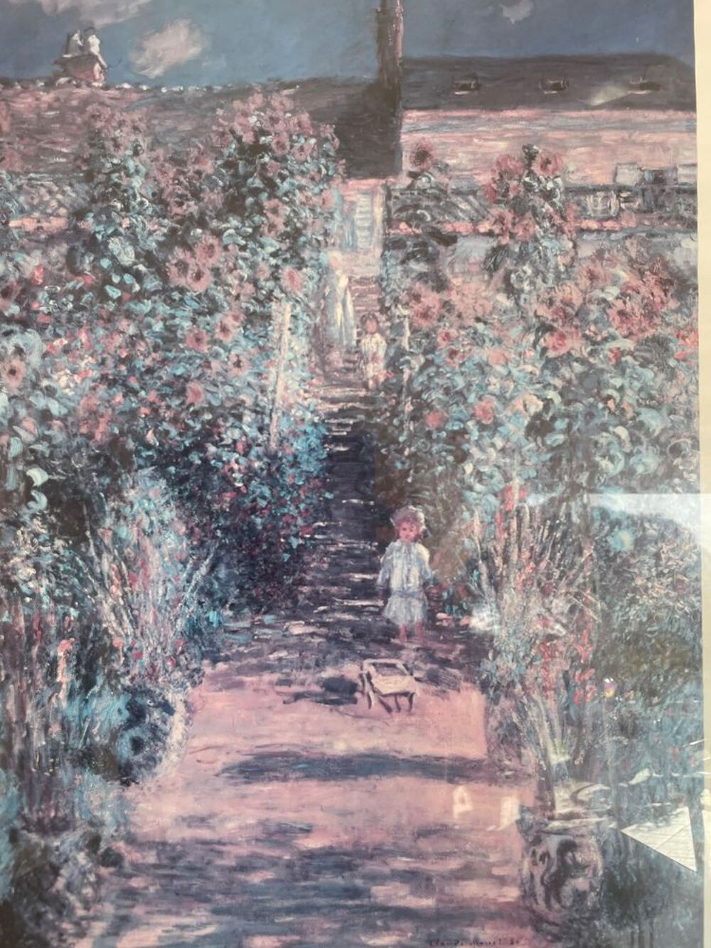 TABLEAU VITR&Eacute; dessin de Claude Monet Décoration