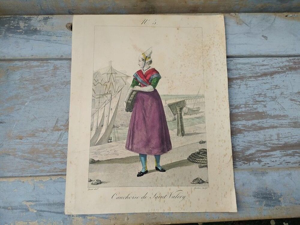 5 Gravures Anciennes Costumes Saint Valery en Caux Normandie 