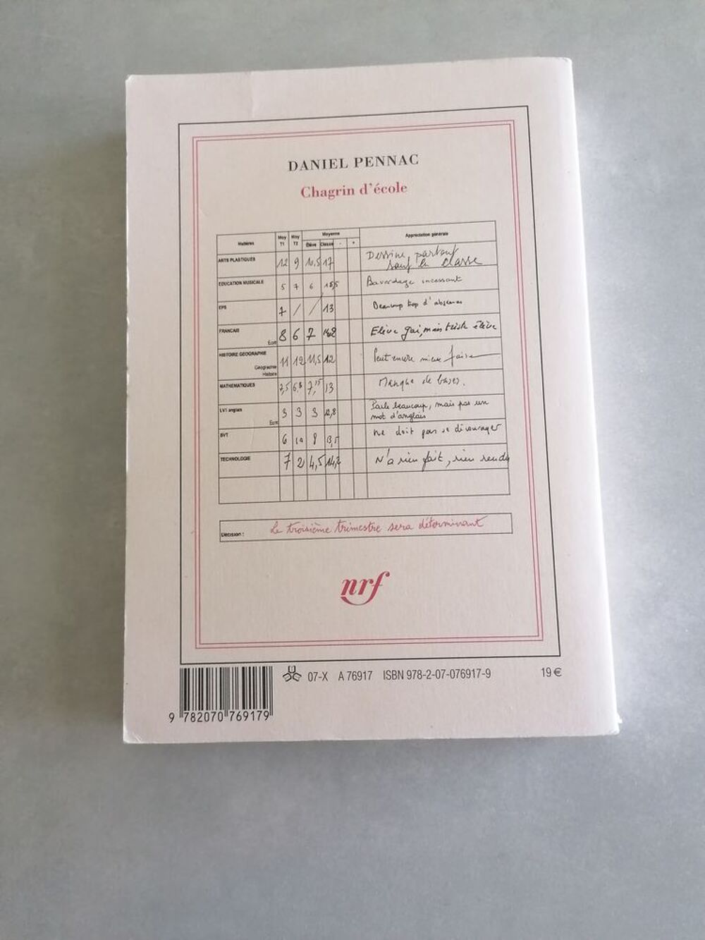 Chagrin d'&eacute;cole D. Pennac Livres et BD