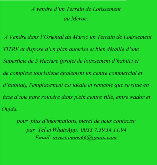  Terrain � vendre 50000 m� Nador, maroc