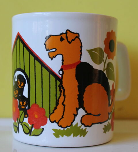Tasse mug vintage 70 Fox terrier Staffordshire kiln craft  15 Issy-les-Moulineaux (92)