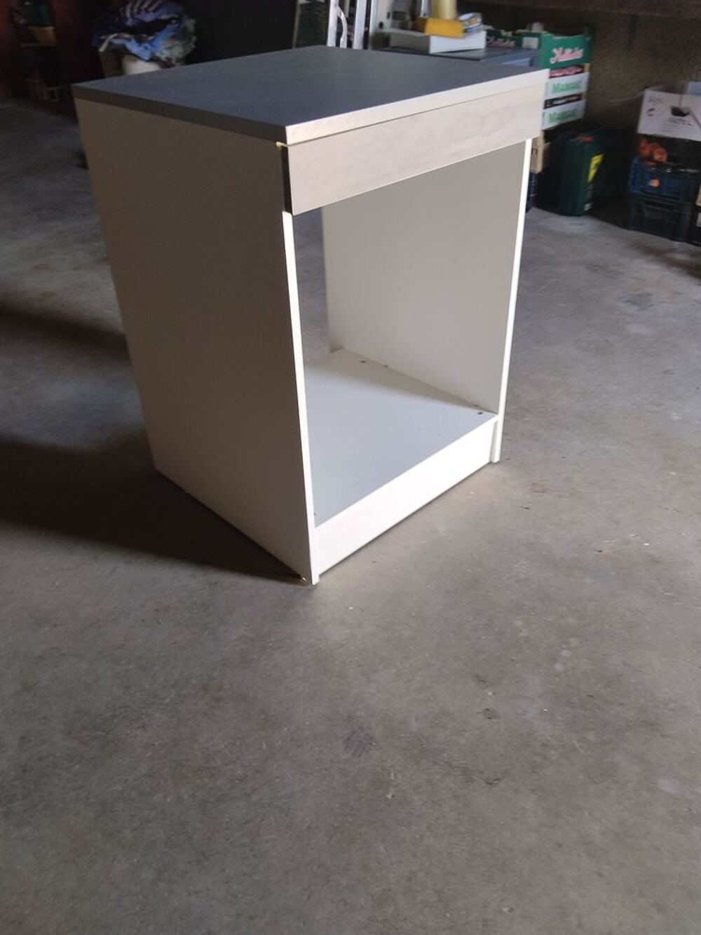 MEUBLE FOUR BAS BLANC ET GRIS BETON Meubles