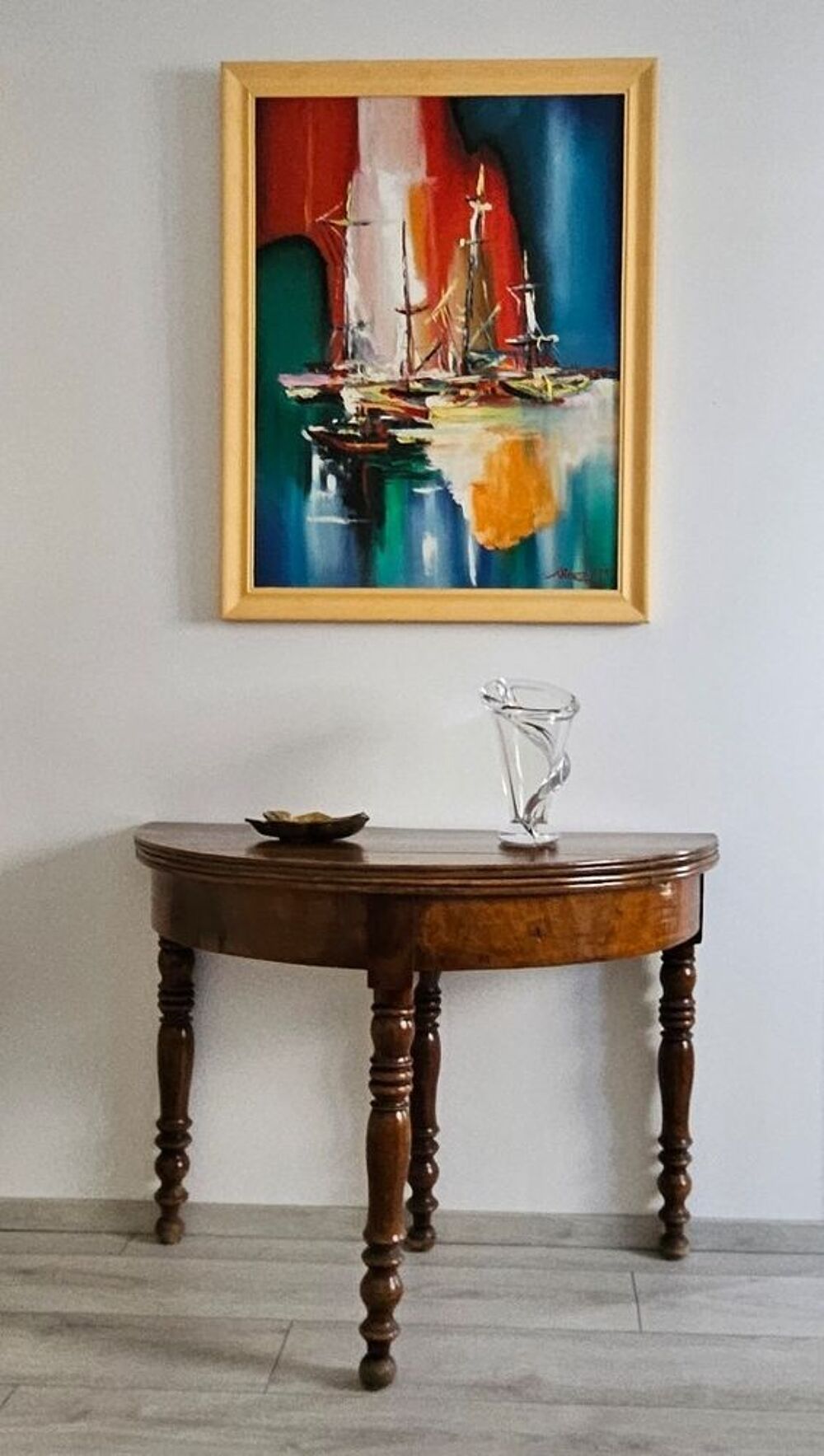 Ancienne table demi-lune en acajou massif Meubles