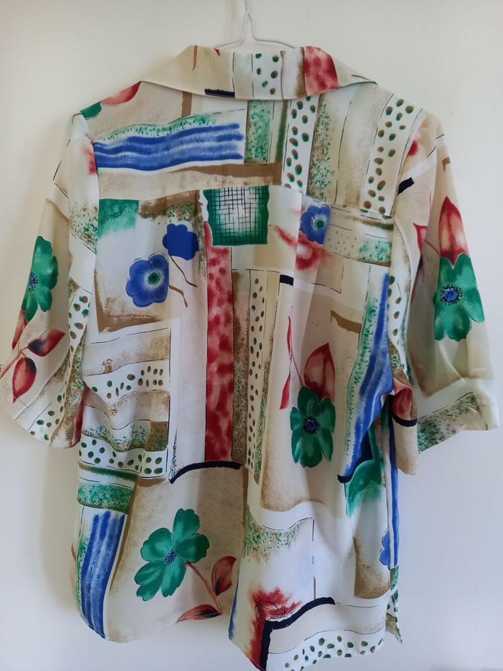 Tunique Chemisier Blouse fonds beige imprim&eacute; fleuri Vêtements