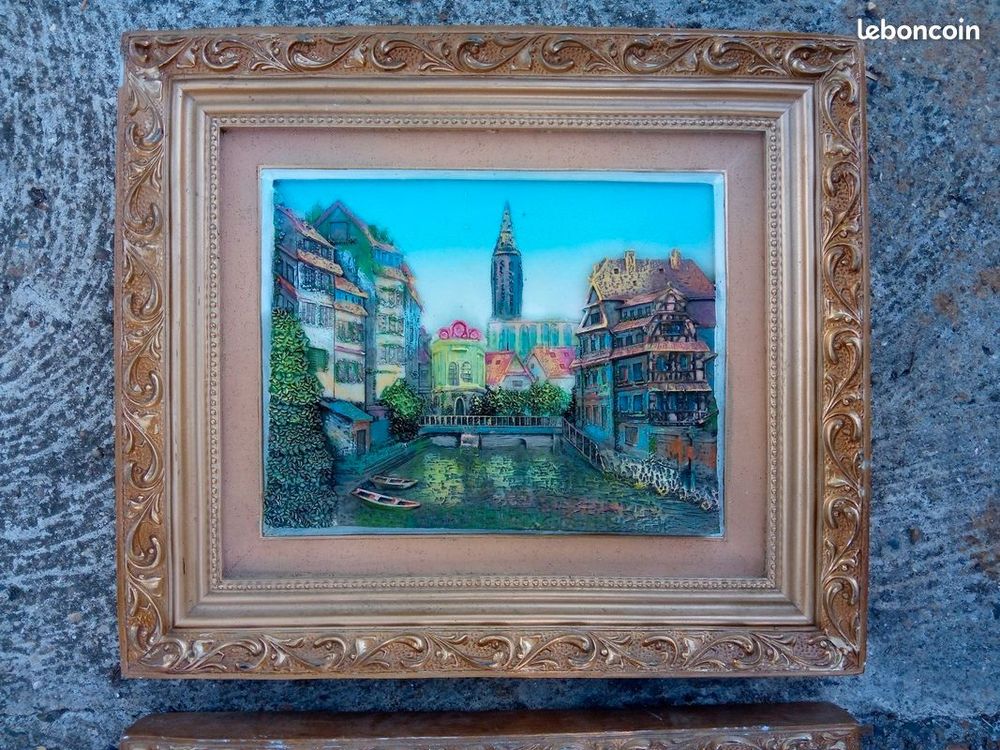 2 tableaux en relief 32 x 37 cm Décoration