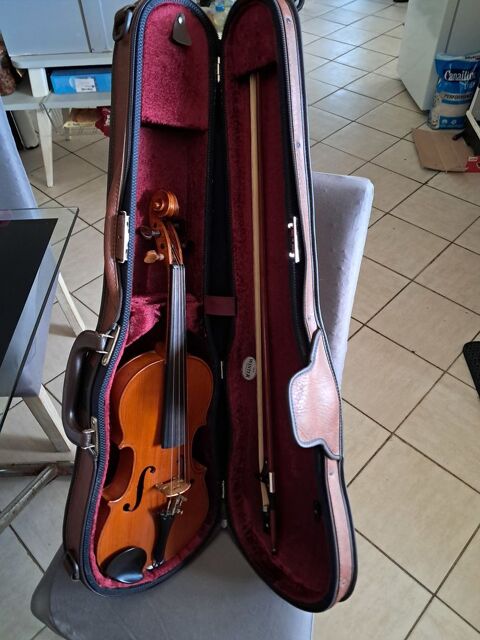 Violon  avec archet plus etuit.
Guitare avec housse et pied. 350 Viol�s (84)