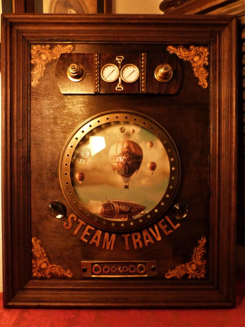 Grand Tableau "STEAM TRAVEL-MONTGOLFIERES" Steampunk Décoration
