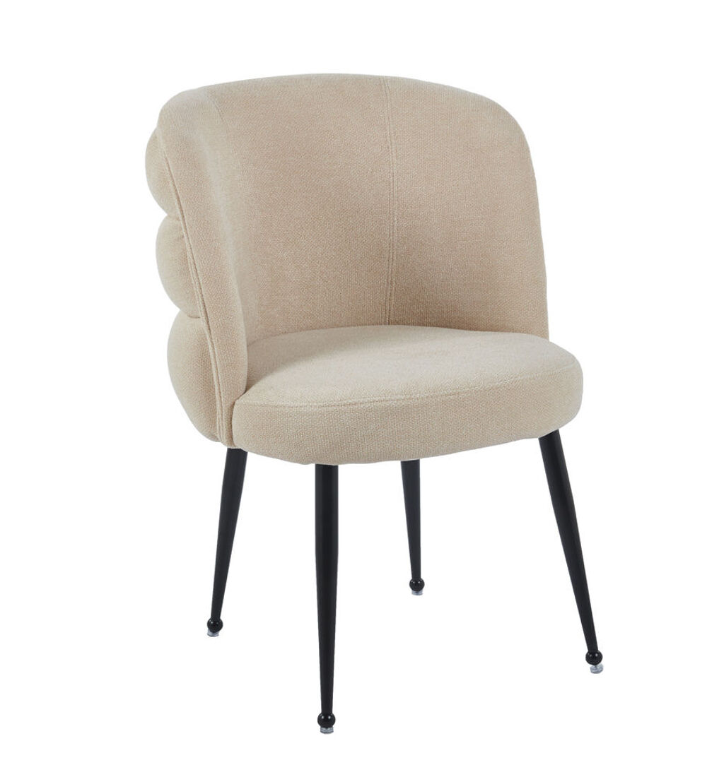Titre de l'annonce : Lot de 2, 4, 6, 8 chaises SACHA - Pieds en m&eacute;tal noir et assise moka effet lin Meubles