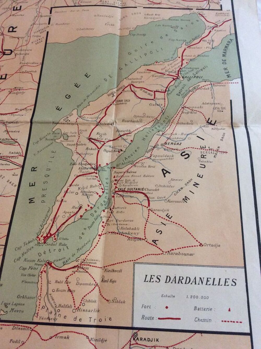 Carte ancienne Les Dardanelles Guerre 1914 1915 pliable 