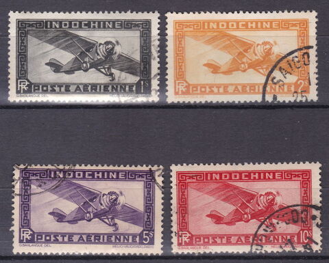 Timbres FRANCE-INDOCHINE-1942-44 YT PA35  PA38 ob 2 Paris 1 (75)