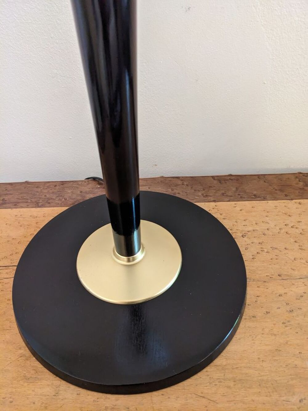 Lampe de bureau art d&eacute;co MAZDA laqu&eacute;e noire avec tulipe en o Décoration