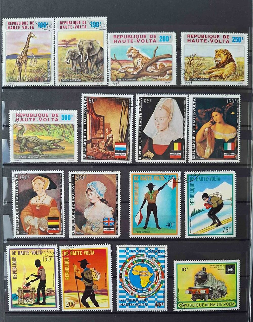 S&eacute;rie de timbres de collection de Haute-Volta bis 