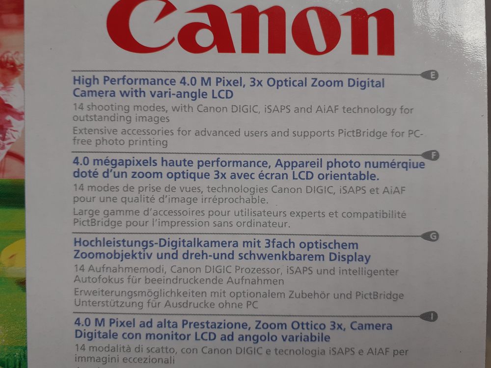 Appareil Photo Canon Power Shot A 80. Photos/Video/TV