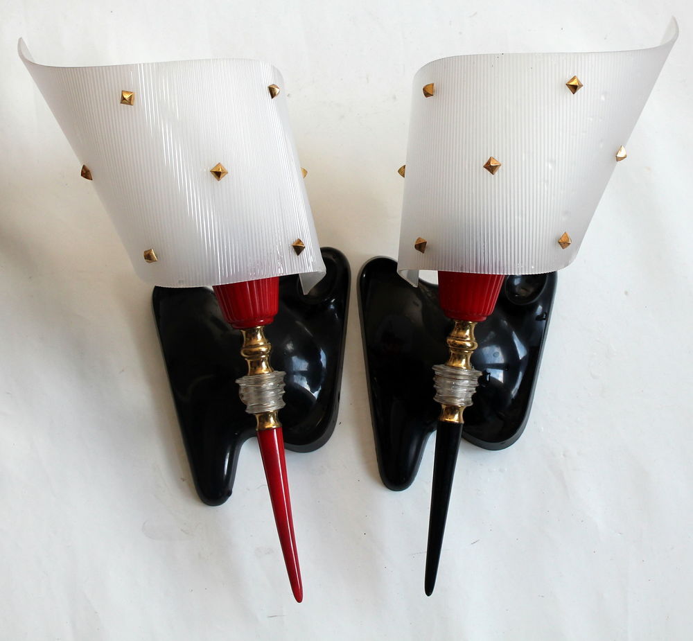 Paire d'appliques vintage 50 Rockabilly style Guariche Décoration