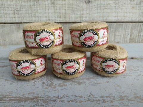 Anciennes Bobines de Fils de Chanvre N� 4 A. Crespel Lille 25 Loches (37)