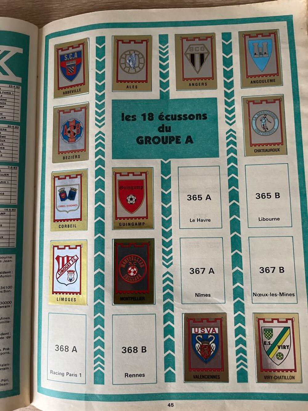 Panini album autocollants football 83 