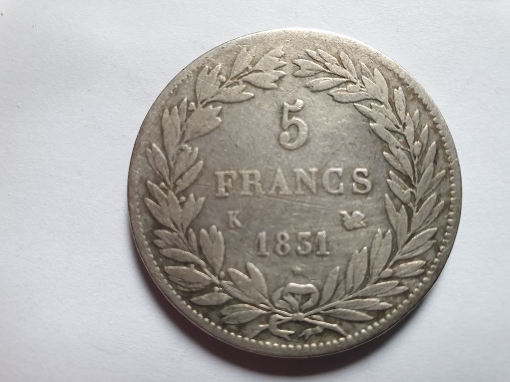 Pi&egrave;ce 5 francs 1831 k (Bordeaux) argent 