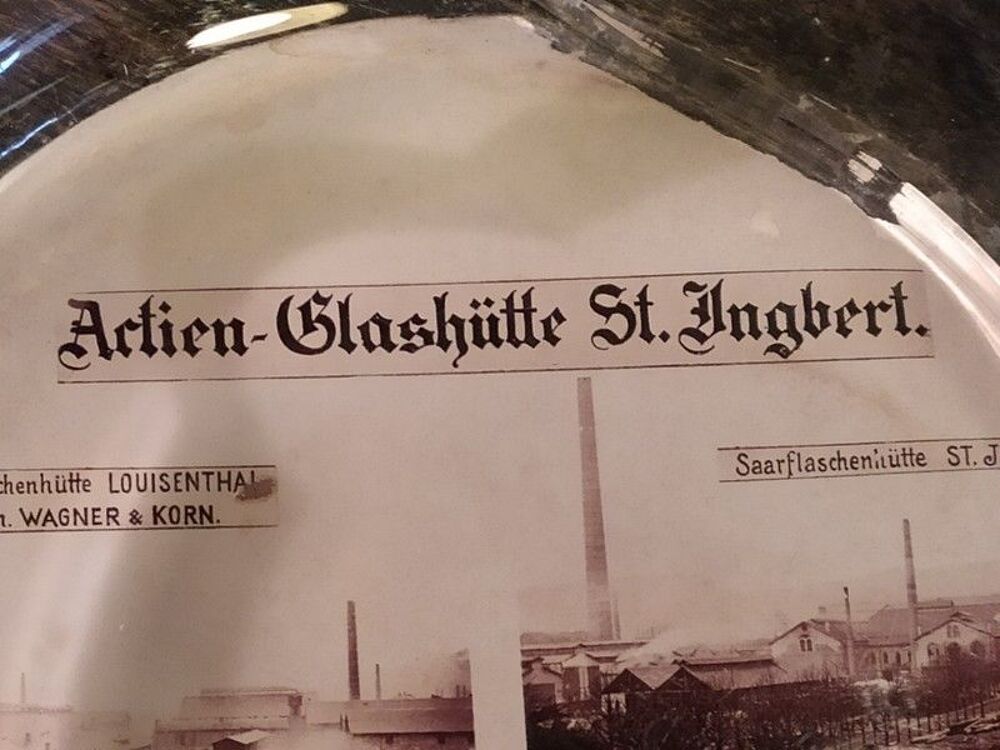 Ancien Cendrier Publicitaire Verrerie Allemande XIX&egrave;me 