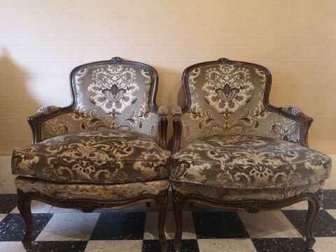 Paire de fauteuils bergres style Louis XV 580 Guclard (72)