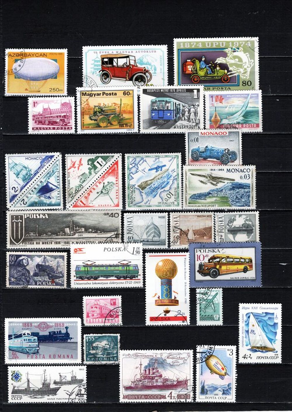 lot de 64 timbres d'EUROPE sur les TRANSPORTS DIVERS 