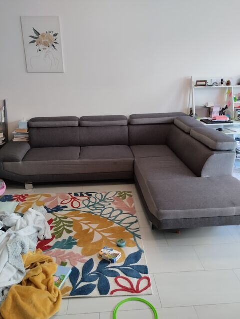 Canap� d'angle tissu gris 55 Chambly (60)