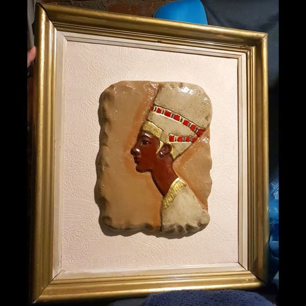 Tableau, buste N&eacute;fertiti, en relief Dcoration
