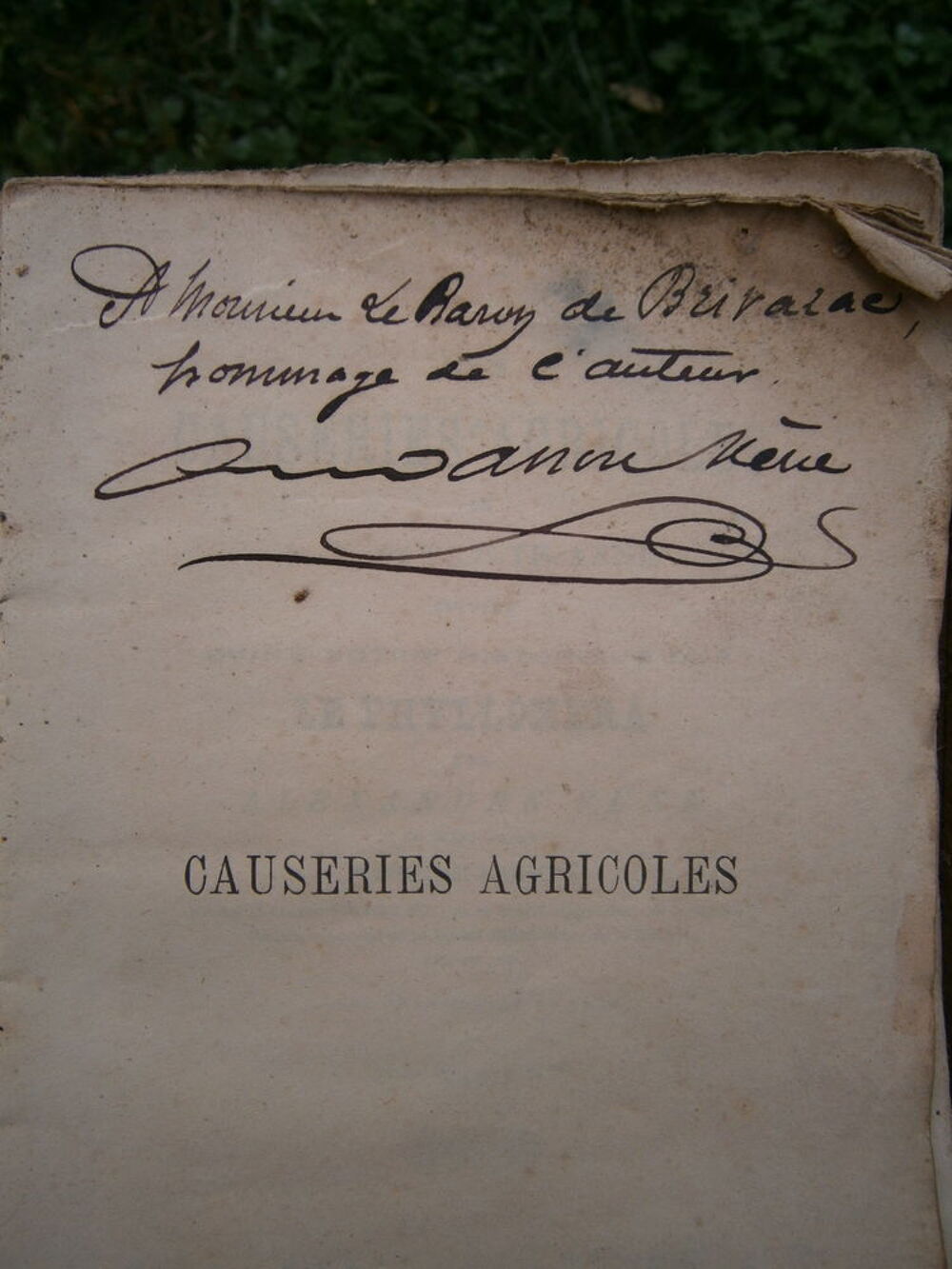 LIVRE ANCIEN CAUSERIES AGRICOLES 1877 