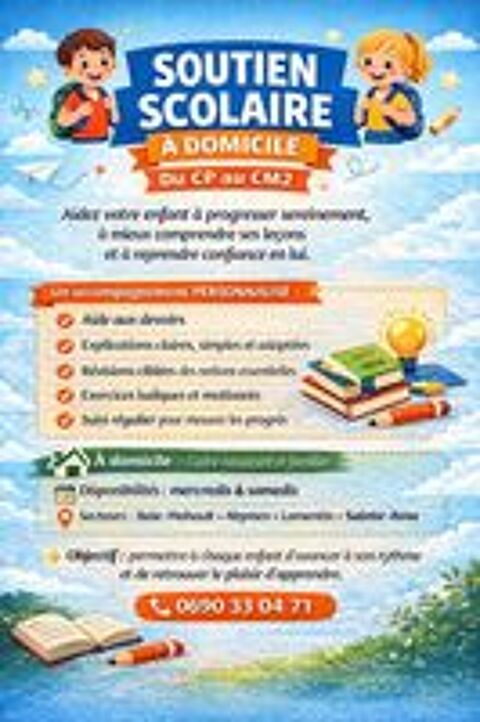   SOUTIEN SCOLAIRE A DOMICILE DU CP AU CM2 